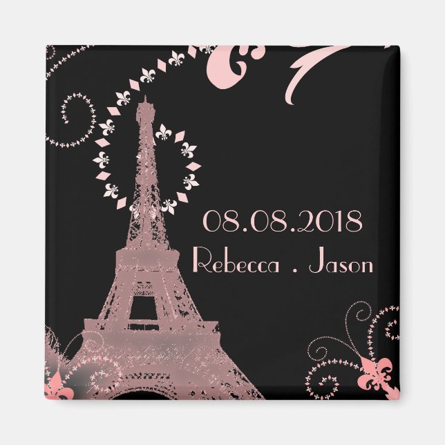 eiffel tower vintage paris save the date magnet (Front)