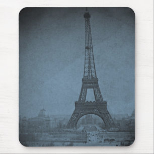Eiffel Tower Vintage Stereoview Cyan Tone Mouse Pad