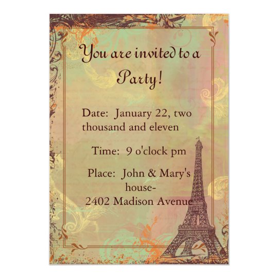 Eiffel Tower Vintage Style Invitation Card