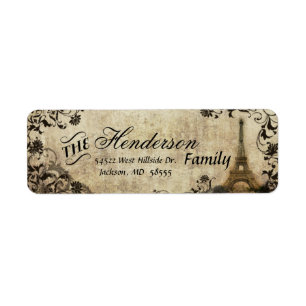 Eiffel Tower Vintage Wedding Adresse de retour Lab