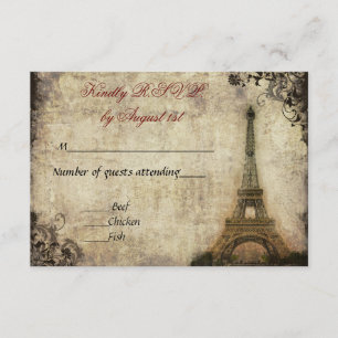 Eiffel Tower Vintage Wedding R.S.V.P. RSVP Card