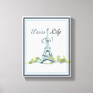 Eiffel Tower Watercolor Paris Life Oui Canvas Print
