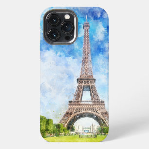 Eiffel Tower Watercolor Paris Skyline Art Print iPhone 13 Pro Max Case