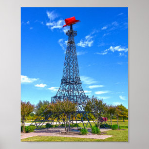 Eiffel Tower Wearing Red Cowboy Hat, Paris, Texas Poster