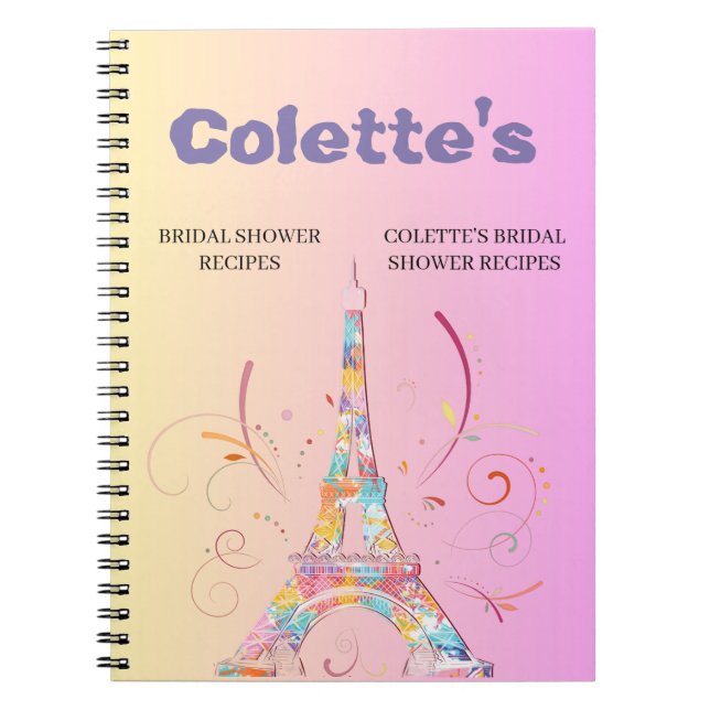 Eiffel Tower Wedding Recipe Notebook (Front)