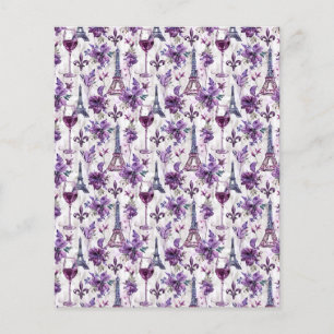 Eiffel Tower & Wine Watercolor Scrapbook Paper