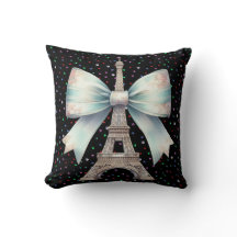 Eiffel Tower with Bow Throw Pillow