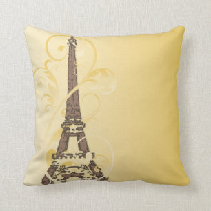 Eiffel Tower with Scrolls Throw Pillow