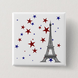 Eiffel Tower with Stars 2 Inch Square Button