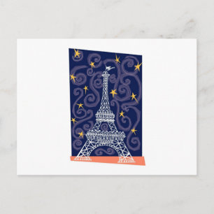 Eiffel Tower with Stars and Swirls Postcard