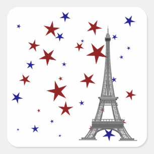 Eiffel Tower with Stars Square Sticker