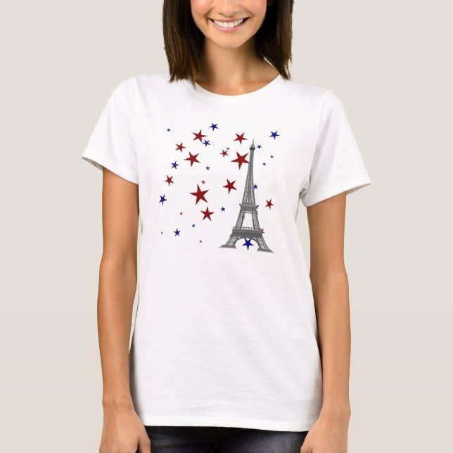 Eiffel Tower with Stars T-Shirt (Front)