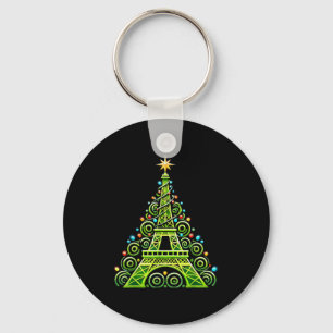 Eiffel Tower Wrapped In Christmas Tree Lights Fren Keychain