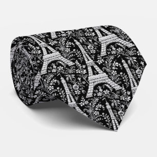 Eiffel Towers and Flowers Black Tie