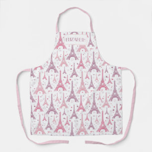 Eiffel Towers and hearts personalized Apron