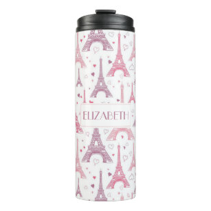 Eiffel Towers and hearts personalized Thermal Tumbler
