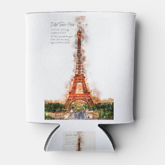 EiffelTower Aquarell Can Cooler (Front)