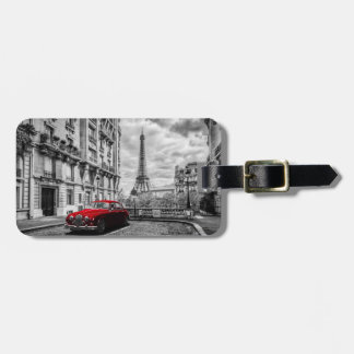 Eiffle Tower Black, White and Red. Luggage Tag