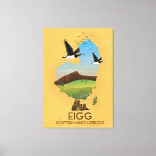 Eigg Scottish Inner Hebrides Map Canvas Print