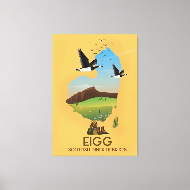 Eigg Scottish Inner Hebrides Map Canvas Print (Front)