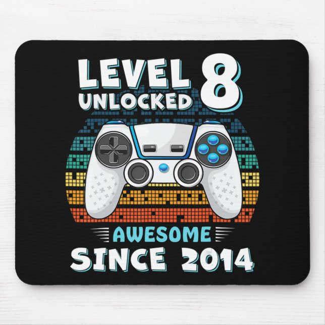 Eight 8yr BDay Son Boy Fun Gamer 8th 8 Years Old B Mouse Pad (Front)