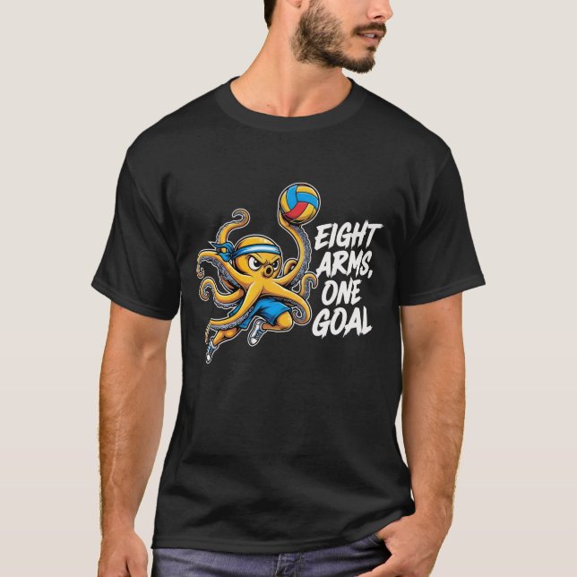 Eight Arms, One Goal – Soccer Octopus Graphic  T-Shirt (Front)