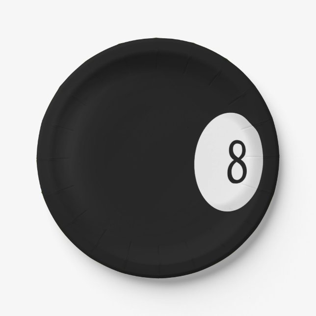 Eight Ball Billiard Theme Paper Plate (Front)