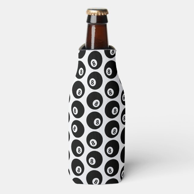 Eight Ball Billiards Pool Pattern CUSTOM COLOR Bottle Cooler (Bottle Front)