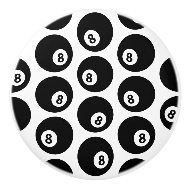 Eight Ball Billiards Pool Pattern CUSTOM COLOR Ceramic Knob (Front)