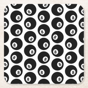 Eight Ball Billiards Pool Pattern CUSTOM COLOR Square Paper Coaster