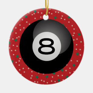 Eight Ball Ceramic Ornament