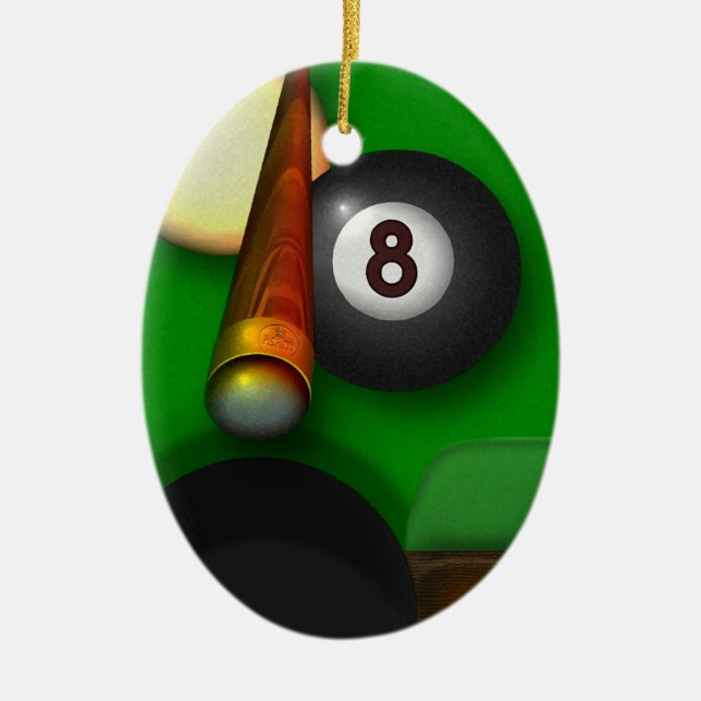 Eight Ball Pool and Billiards Personalized Ceramic Ornament (Front)
