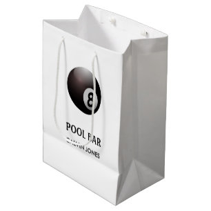 Eight ball pool bar white medium gift bag