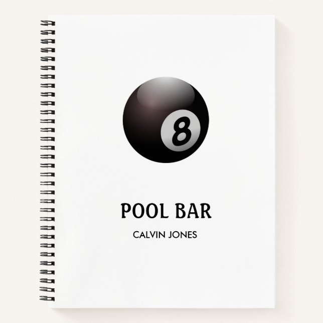 Eight ball pool bar white notebook (Front)