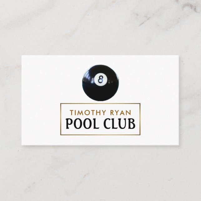 Eight Ball, Pool Club, Pool Player Business Card (Front)