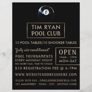 Eight Ball, Pool Club, Snooker Club Advertising Fl Flyer