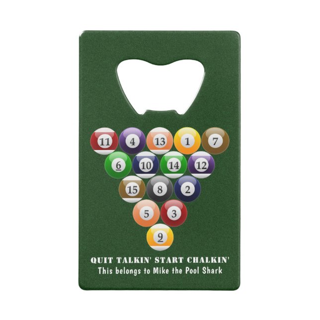 Eight-Ball Rack Billiard Balls 8-Ball Pool Game Credit Card Bottle Opener (Front)
