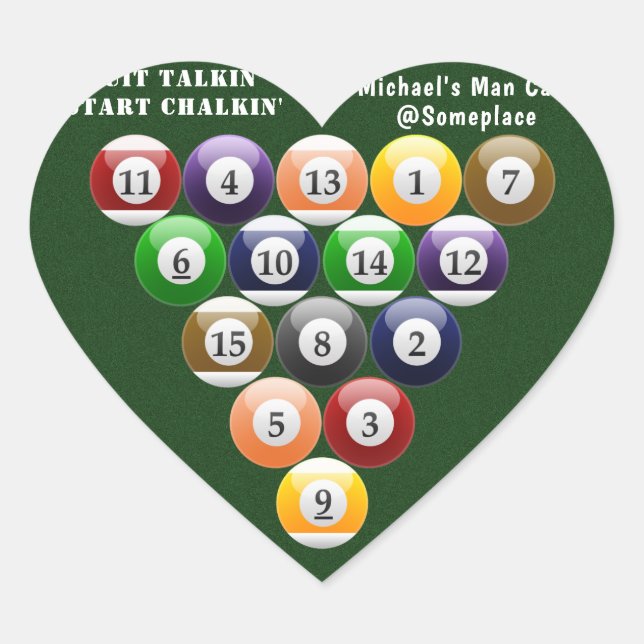 Eight-Ball Rack Billiard Balls 8-Ball Pool Game Heart Sticker (Front)