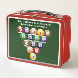 Eight-Ball Rack Billiard Balls 8-Ball Pool Game Metal Lunch Box