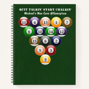 Eight-Ball Rack Billiard Balls 8-Ball Pool Game Notebook