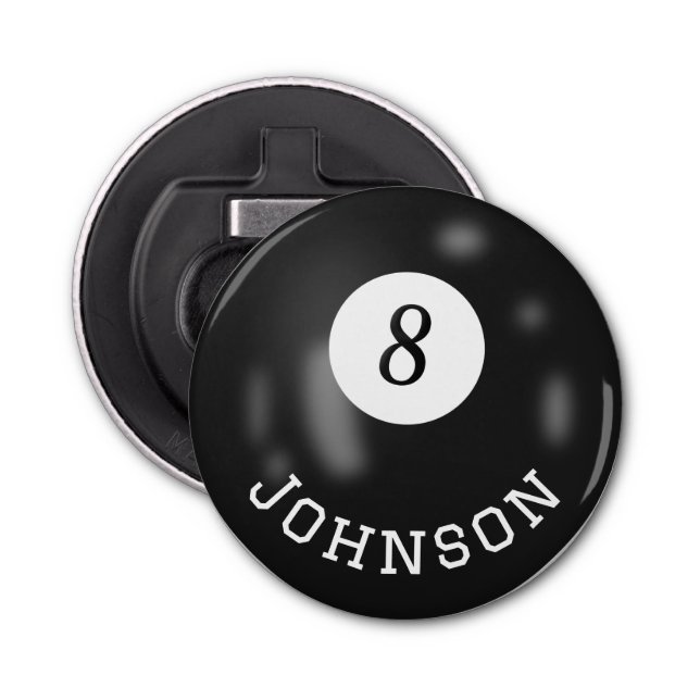 Eight Ball With Custom Name Bottle Opener (Front)