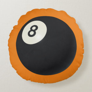 Eight Ball Y2K Snooker 90s Orange  Round Cushion