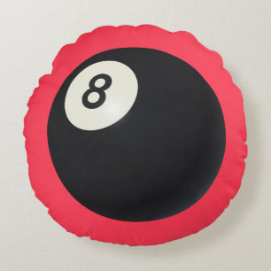 Eight Ball Y2K Snooker 90s Red Round Pillow