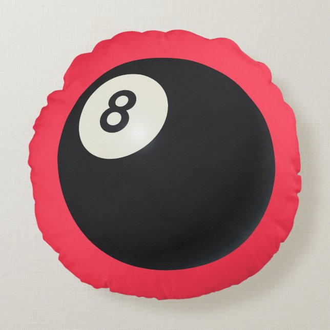 Eight Ball Y2K Snooker 90s Red  Round Pillow (Front)