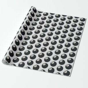 Eight Ball Y2K Snooker Black and White  Wrapping Paper
