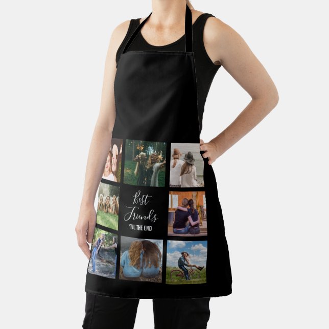 Eight Best Friends Photo Collage Black Apron (Insitu)