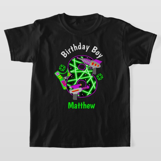 Eight Birthday Boy Laser tag shirt  (Laydown)