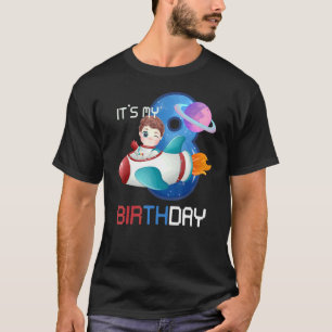 Eight Birthday Little Space  Boy 8 Years Astronaut T-Shirt