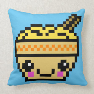 Eight Bit Ramen Throw Pillow
