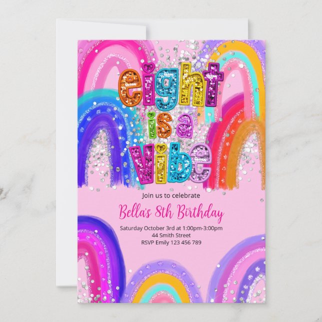 Eight is a Vibe 8th Birthday Invitation (Front)